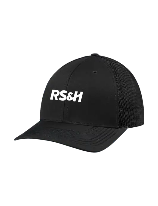 Richardson Adjustable Snapback Original 112 Trucker Cap Black w/Black Mesh w/RS&H Logo