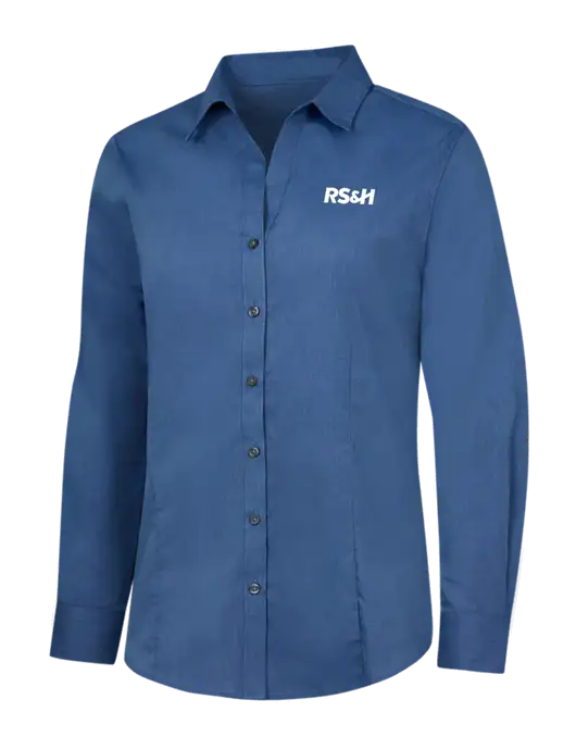 Light Navy Womens Crosshatch Easy Care Shirt w/RS&H Logo