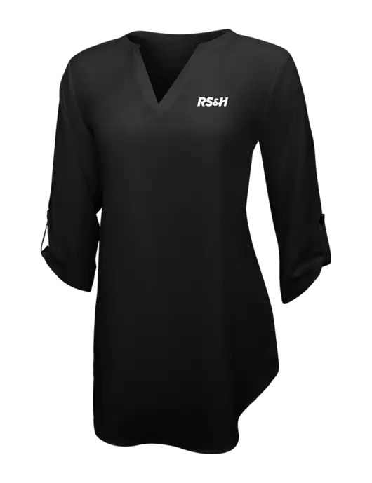 Womens Black 3/4 Sleeve Tunic Blouse w/RS&H Logo