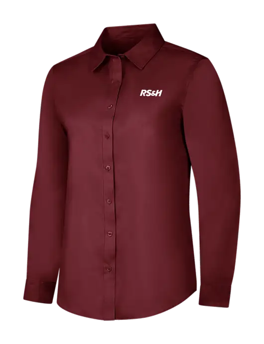 Maroon Womens Long Sleeve Superpro React Twill Shirt w/RS&H Logo