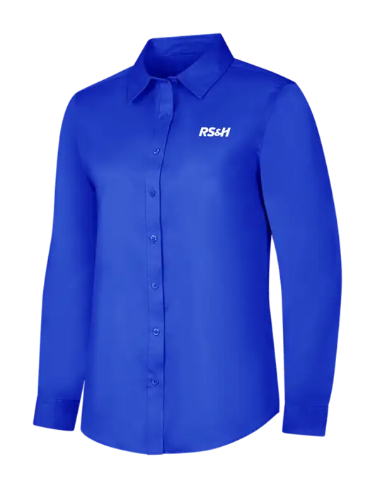 Womens Long Sleeve Dark Royal Superpro React Twill Shirt w/RS&H Logo