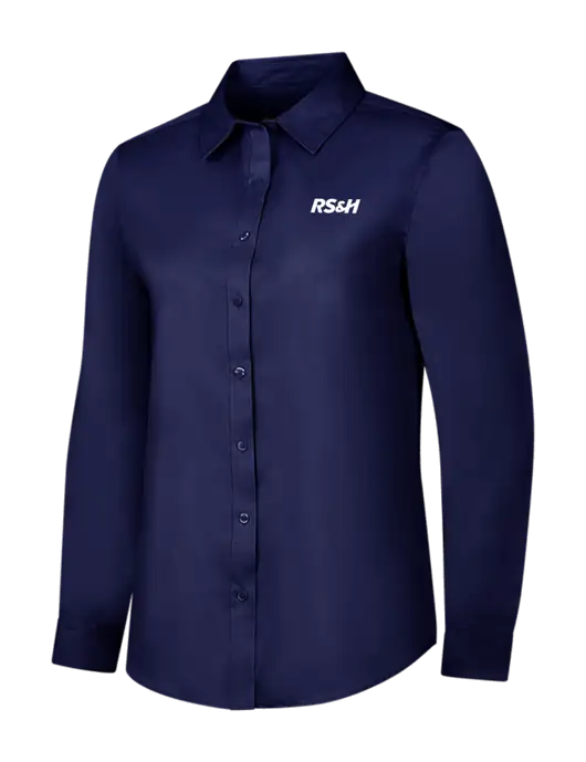 Navy Womens Long Sleeve Superpro React Twill Shirt w/RS&H Logo
