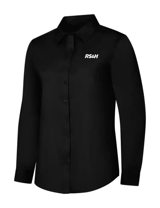 Womens Black Long Sleeve Superpro React Twill Shirt w/RS&H Logo