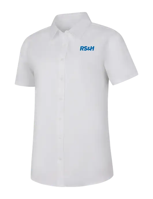 Womens White Short Sleeve Superpro React Twill Shirt w/RS&H Logo