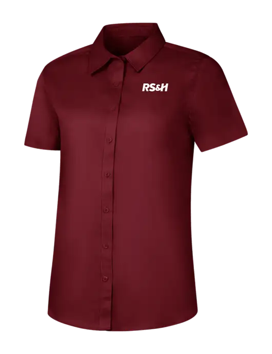 Womens Maroon Short Sleeve Superpro React Twill Shirt w/RS&H Logo