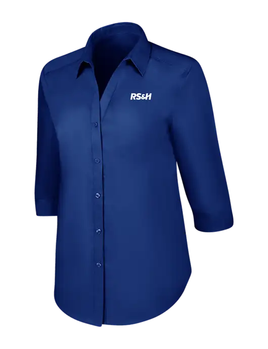 Womens Royal 3/4 Sleeve Carefree Poplin Shirt w/RS&H Logo