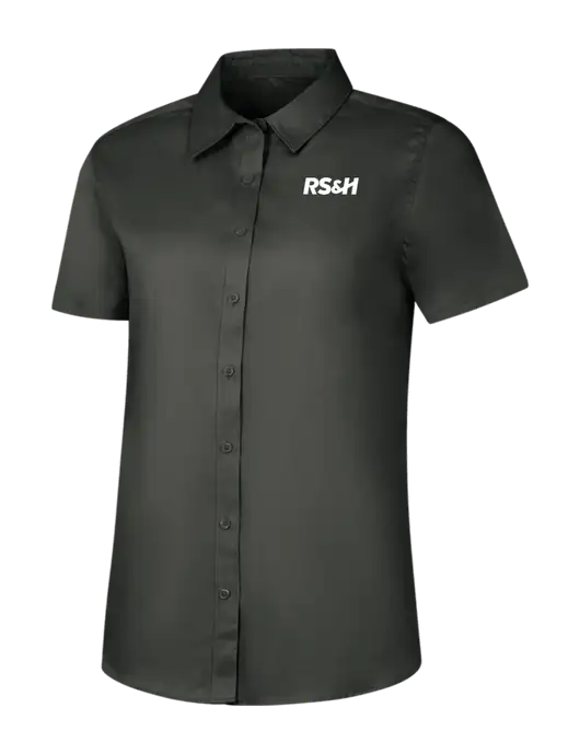 Womens Dark Grey Short Sleeve Superpro React Twill Shirt w/RS&H Logo