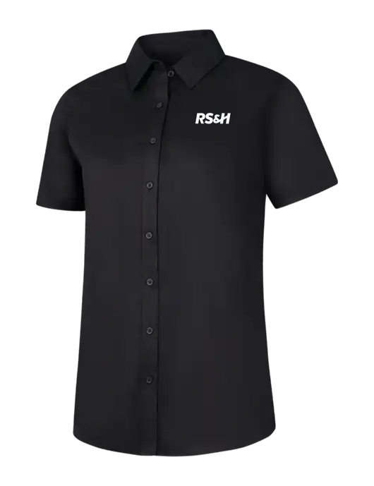 Womens Black Short Sleeve Superpro React Twill Shirt w/RS&H Logo
