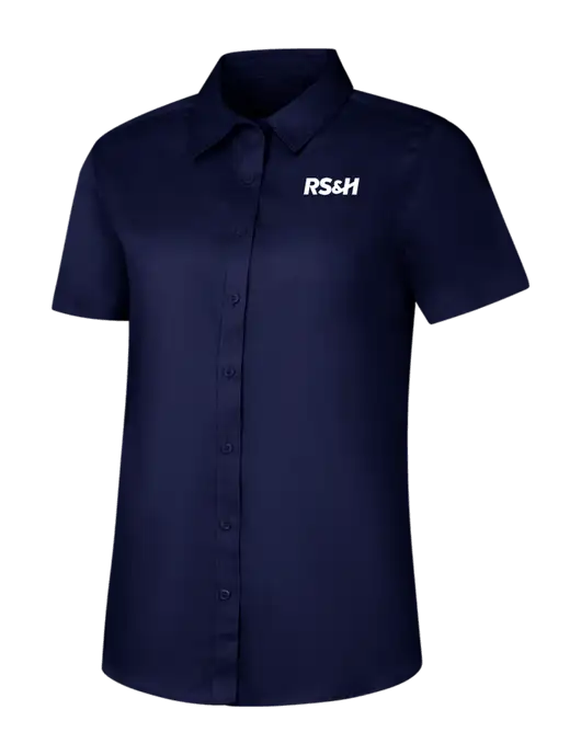 Womens Navy Short Sleeve Superpro React Twill Shirt w/RS&H Logo