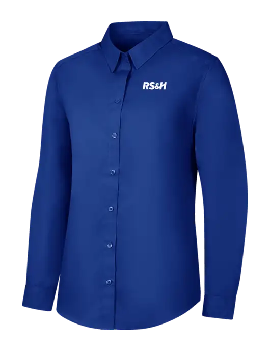 Womens Royal Long Sleeve Carefree Poplin Shirt w/RS&H Logo