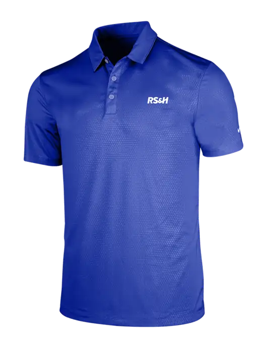 NIKE Dark Royal Dri-Fit Embossed Tri-Blade Polo w/RS&H Logo