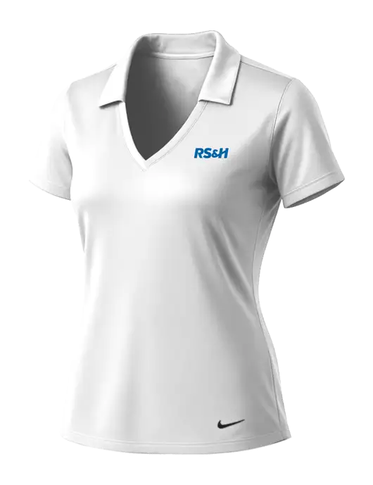NIKE White Womens Dri-Fit Vertical Mesh Polo w/RS&H Logo