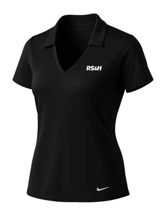 NIKE Black Womens Dri-Fit Vertical Mesh Polo w/RS&H Logo