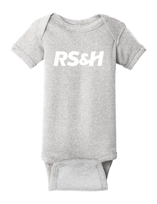 Rabbit Skins Light Grey Heather Infant Short Sleeve Baby Rib Bodysuit w/RS&H Logo