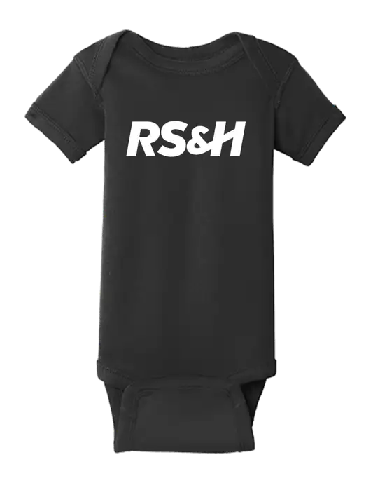 Rabbit Skins Black Infant Short Sleeve Baby Rib Bodysuit w/RS&H Logo