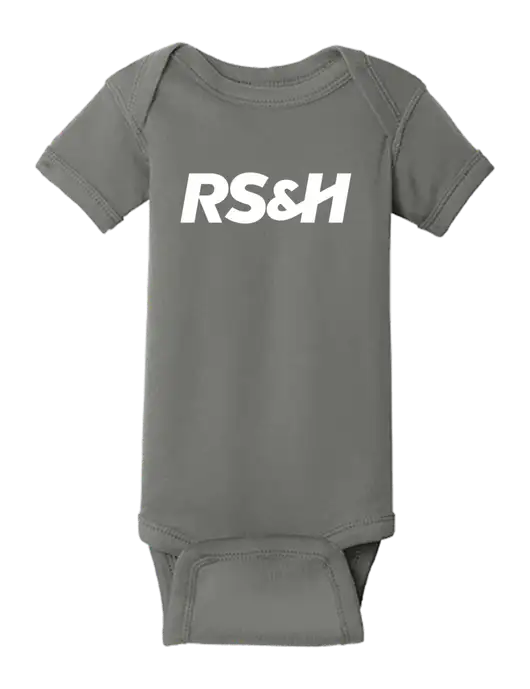 Rabbit Skins Charcoal Infant Short Sleeve Baby Rib Bodysuit w/RS&H Logo