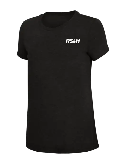 Womens Simply Soft Black 4.5oz Poly/Combed Ring Spun Cotton T-Shirt w/RS&H Logo