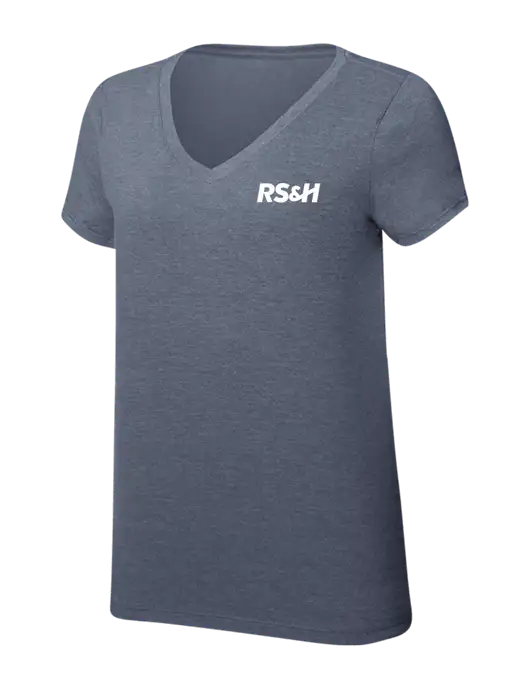 Womens Simply Soft V-Neck Navy Frost 4.5oz  Poly/Combed Ring Spun Cotton T-Shirt w/RS&H Logo