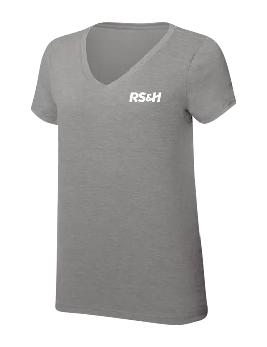 Womens Simply Soft V-Neck Grey Frost 4.5oz  Poly/Combed Ring Spun Cotton T-Shirt w/RS&H Logo