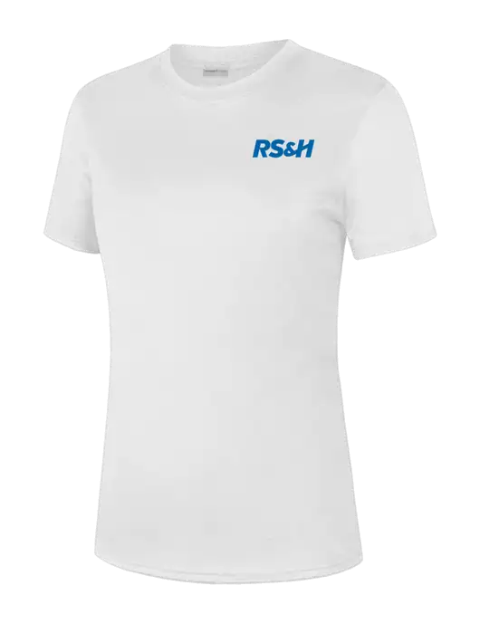  Womens White PosiCharge Competitor Tee w/RS&H Logo