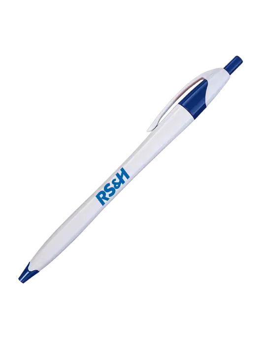 Novella White/Royal Classic Pen - Blue Ink w/RS&H Logo