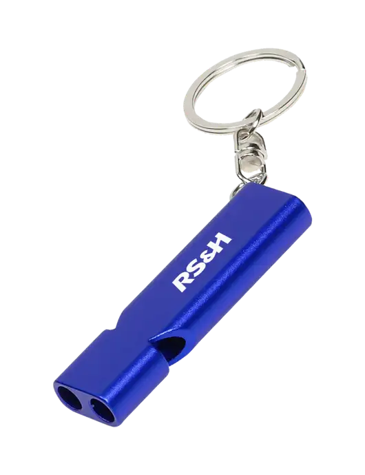 Quick Alert Blue Safety Whistle w/RS&H Logo