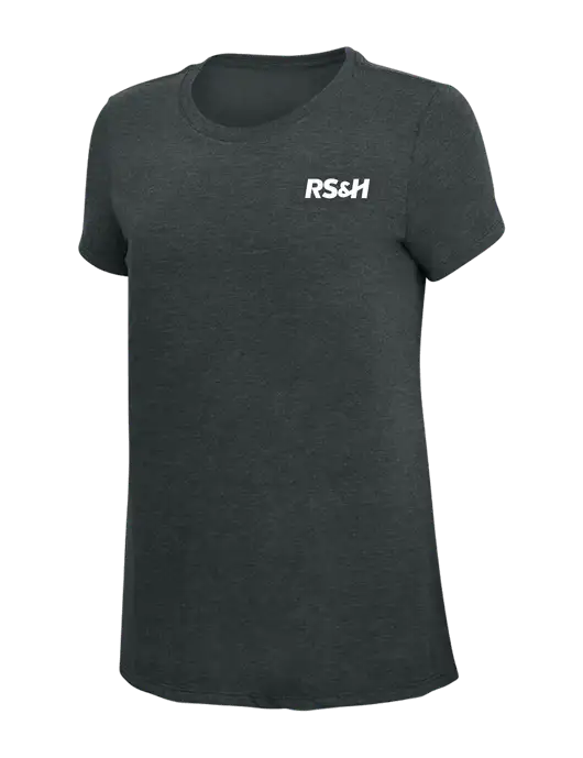Womens Simply Soft Black Frost 4.5oz Poly/Combed Ring Spun Cotton T-Shirt w/RS&H Logo