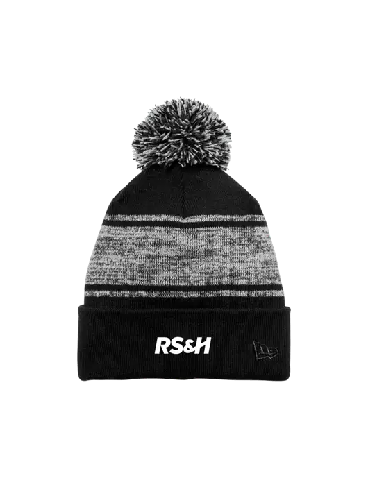 New Era Black/Charcoal Knit Chilled Pom Beanie w/RS&H Logo