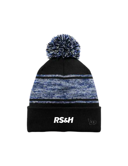 New Era Black/Royal Knit Chilled Pom Beanie w/RS&H Logo