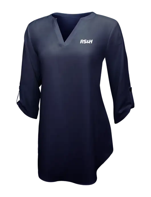 Navy Womens 3/4 Sleeve Tunic Blouse w/RS&H Logo