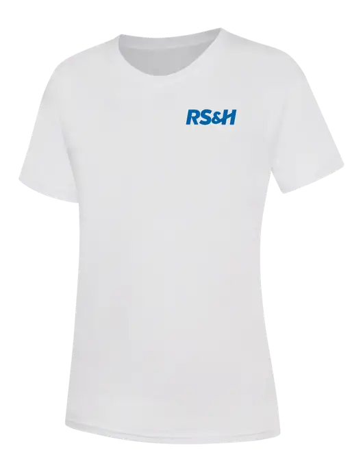 Womens White Core Blend Tee w/RS&H Logo