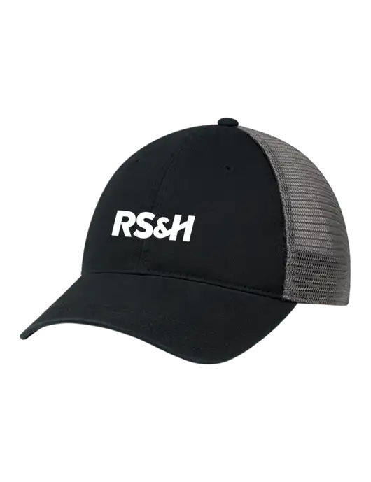 Richardson 111 Garment Washed Trucker Cap Black w/Charcoal Mesh w/RS&H Logo