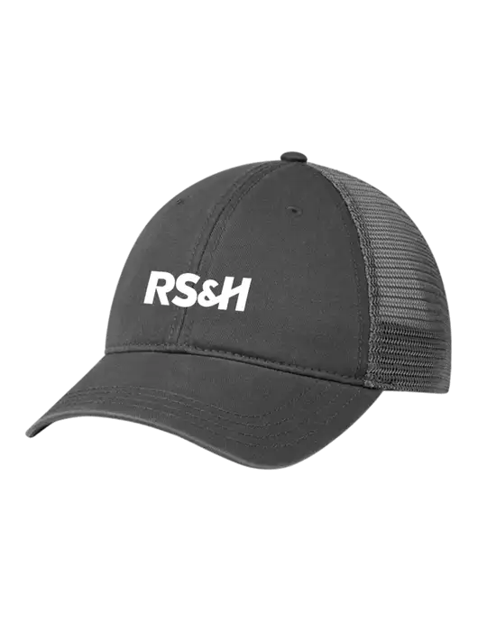Richardson 111 Garment Washed Trucker Cap Charcoal w/Charcoal Mesh w/RS&H Logo