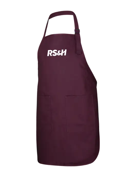 Full-Length Maroon Apron With Pockets w/RS&H Logo