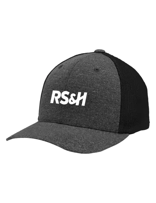 Flexfit Black/Dark Charcoal Heather Melange Mesh Back Trucker Cap w/RS&H Logo