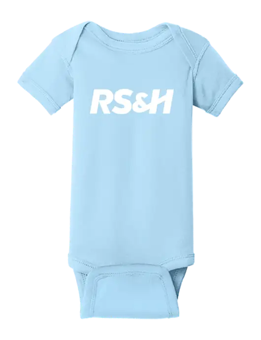 Rabbit Skins Light Blue Infant Short Sleeve Baby Rib Bodysuit w/RS&H Logo