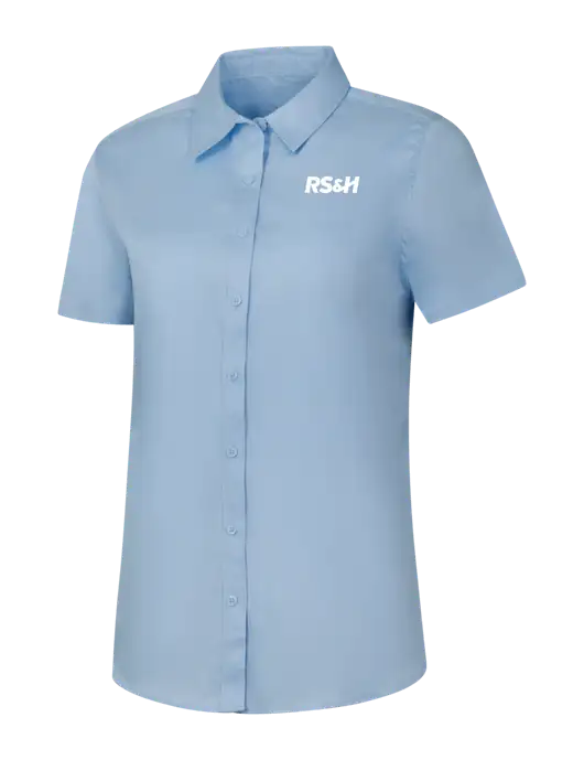 Womens Light Blue Short Sleeve Superpro React Twill Shirt w/RS&H Logo