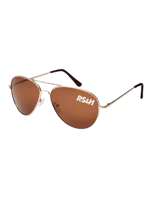 Aviator Coffee Brown with Gold Sunglasses  w/RS&H Logo