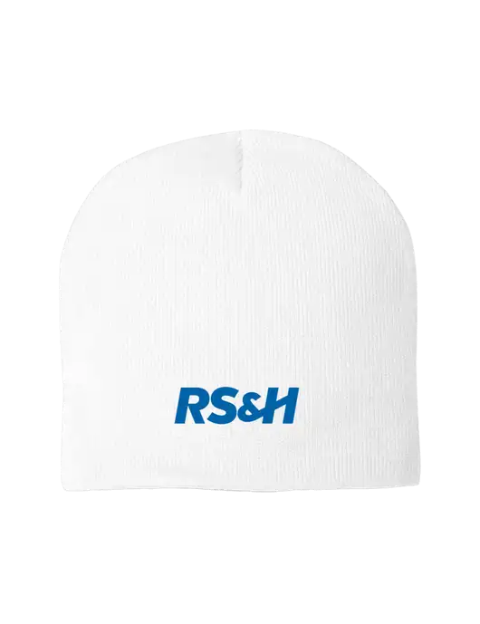 Solid White Element Knit Beanie w/RS&H Logo
