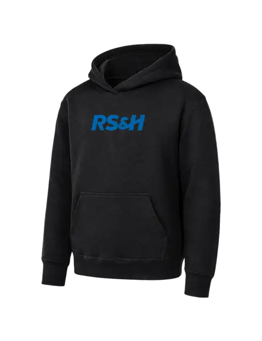 Youth Black 7.8 oz Pullover Hooded Sweatshirt w/RS&H Logo