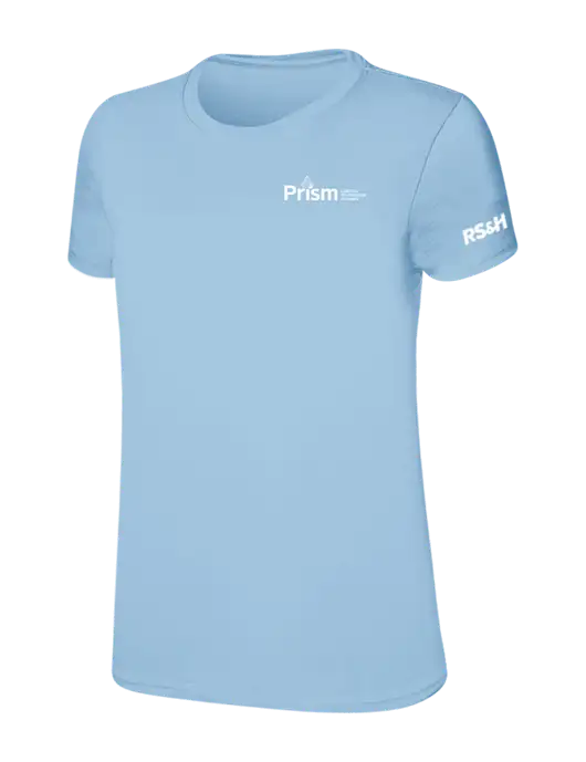 Womens Ring Spun Light Blue 4.5 oz T-Shirt w/RS&H Prism Logo, RS&H Logo