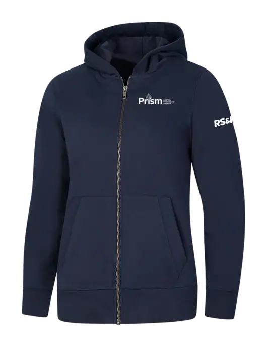 Womens Navy Re-Fleece Full-Zip Hoodie w/RS&H Prism Logo, RS&H Logo