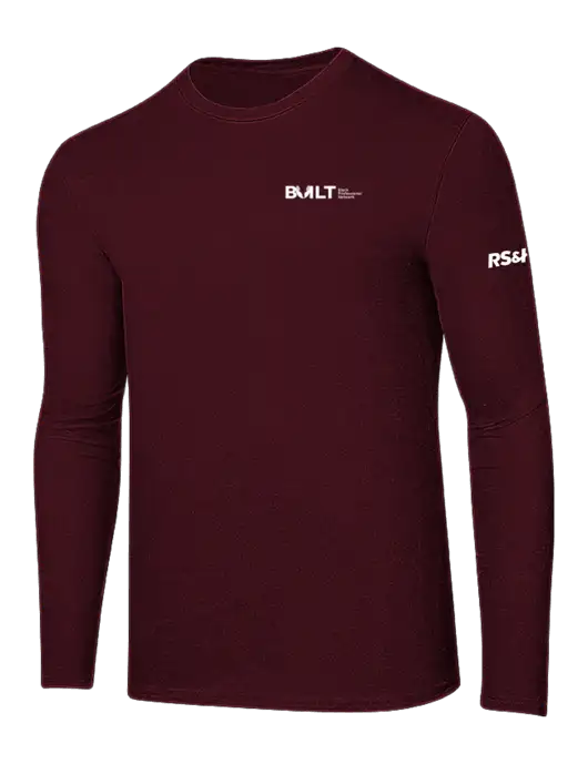 Ring Spun Maroon 4.5 oz Long Sleeve T-Shirt w/RS&H BUILT Logo, RS&H Logo
