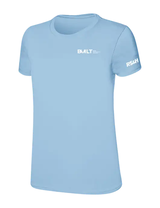 Womens Ring Spun Light Blue 4.5 oz T-Shirt w/RS&H BUILT Logo, RS&H Logo