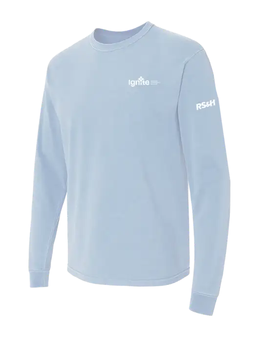 Comfort Colors Garment-Dyed Light Blue Heavyweight Long Sleeve T-Shirt w/RS&H Ignite Logo, RS&H Logo