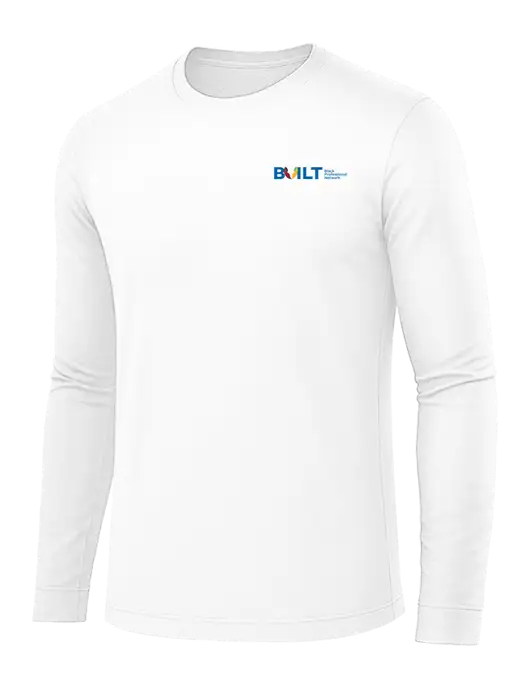 Long Sleeve White PosiCharge Competitor Tee w/RS&H BUILT Logo