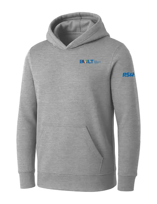Womens Light Grey Heather Core Fleece Pullover Hooded Sweatshirt w/RS&H BUILT Logo, RS&H Logo