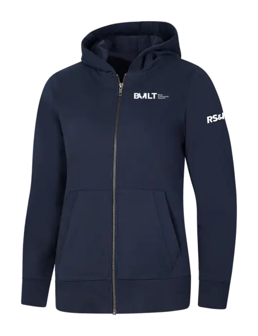 Womens Navy Re-Fleece Full-Zip Hoodie w/RS&H BUILT Logo, RS&H Logo