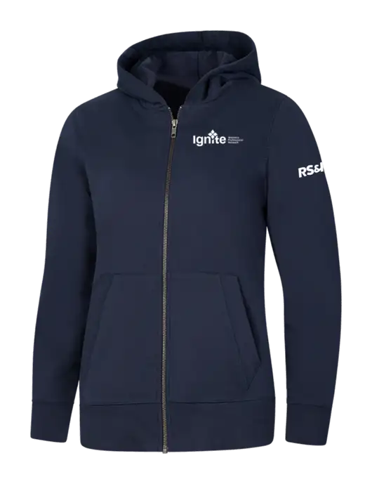 Womens Navy Re-Fleece Full-Zip Hoodie w/RS&H Ignite Logo, RS&H Logo