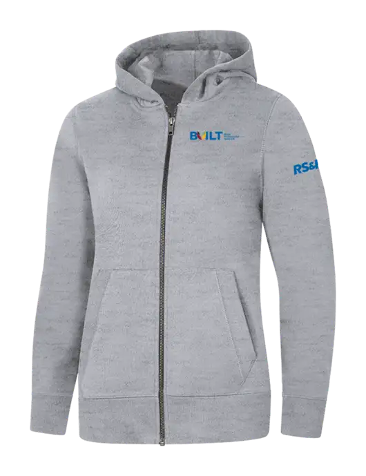 Womens Light Grey Heather Re-Fleece Full-Zip Hoodie w/RS&H BUILT Logo, RS&H Logo